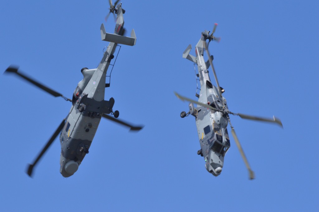 Royal Navy Wildcats spotted practicing two-ship airshow routine at Yeovilton